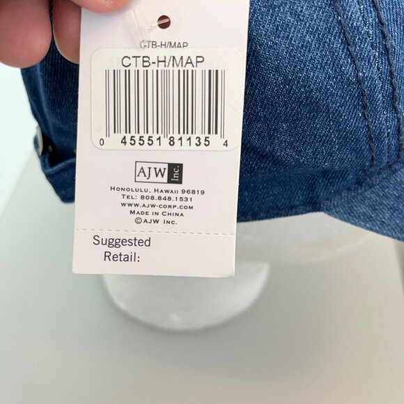 Distressed Blue Denim Cap With "Hi" Embroidery & Hawaii Map Design Adjustable St - Picture 5 of 5